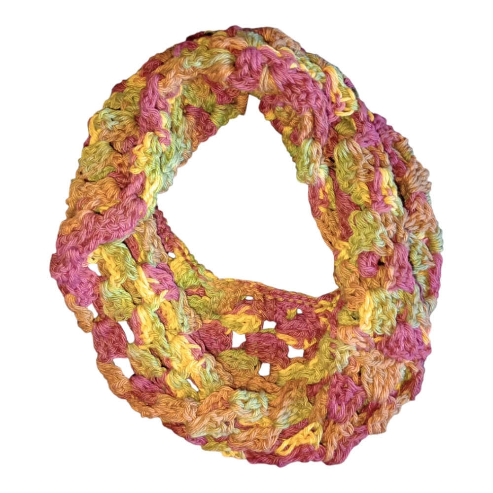 Handmade Loop Scarf, Rust | Sage | Tan, Crocheted